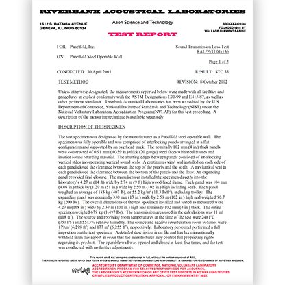 STC 55 Acoustical Test Report