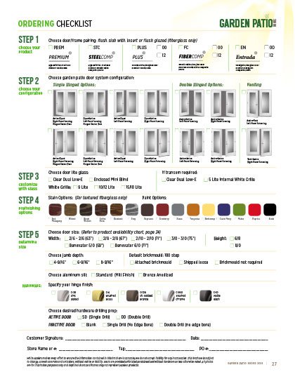 Garden Patio Doors 2019 Order Form