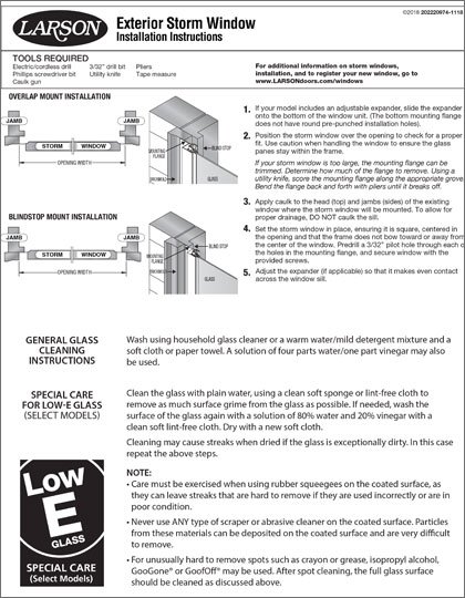 Larson Storm Windows Installation