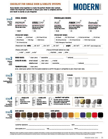 Modern Doors 2019 Order Form